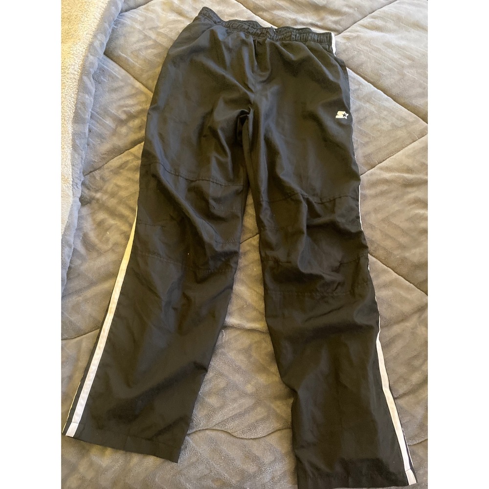Starter Boys Track Pants XL 14-16 Black White Side Stripe Athletic Warm Up Pants